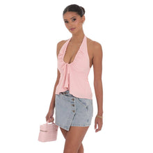 Load image into Gallery viewer, Scrunch Halter Top in Pink