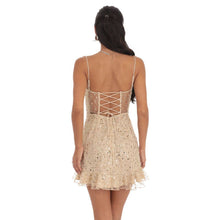 Load image into Gallery viewer, Sequin Ruffle Dress in Gold
