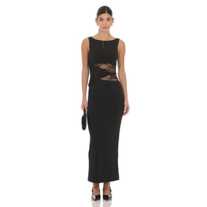 Lace Cutout Maxi Dress in Black – Miss Behavin'