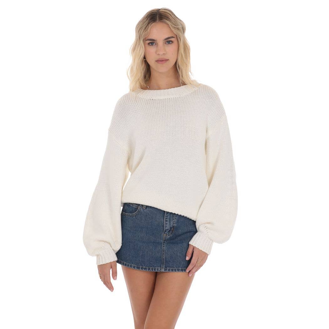Knit Balloon Sleeve Jumper in Ivory