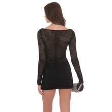 Load image into Gallery viewer, Sheer Striped Cutout Dress in Black