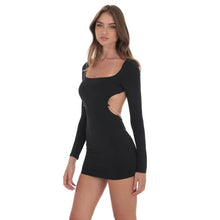 Load image into Gallery viewer, Pearl Open Back Bodycon Dress in Black