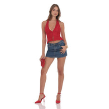 Load image into Gallery viewer, Lace V-Neck Halter Top in Red