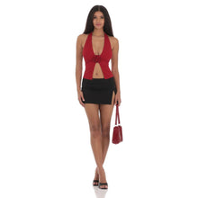 Load image into Gallery viewer, Flower Plunge Neck Top in Red