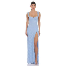 Load image into Gallery viewer, Lace Ruffle Sleeve Maxi Dress in Light Blue