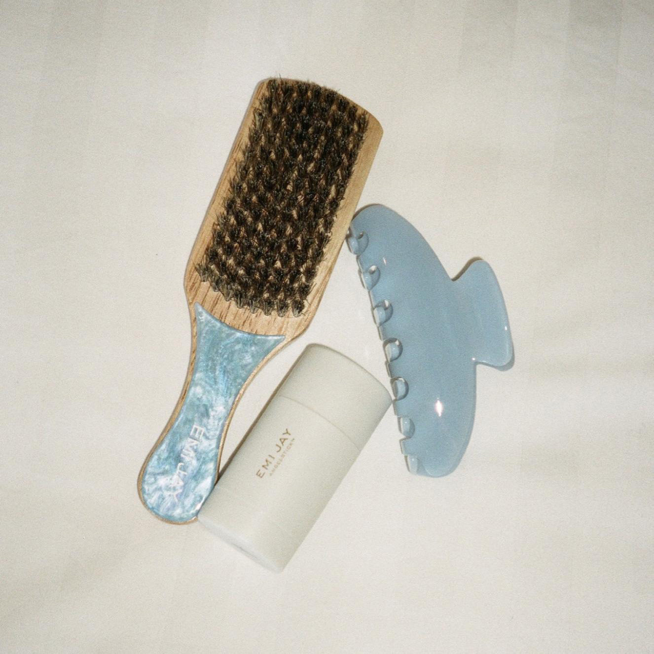 Emi Jay Mini Boar Bristle Brush in Blue Sugar at Miss Behavin'