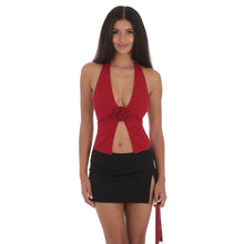 Load image into Gallery viewer, Flower Plunge Neck Top in Red