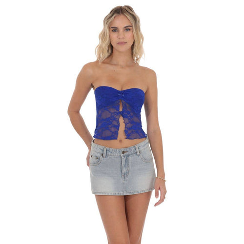 Strapless Lace Top in Royal Blue