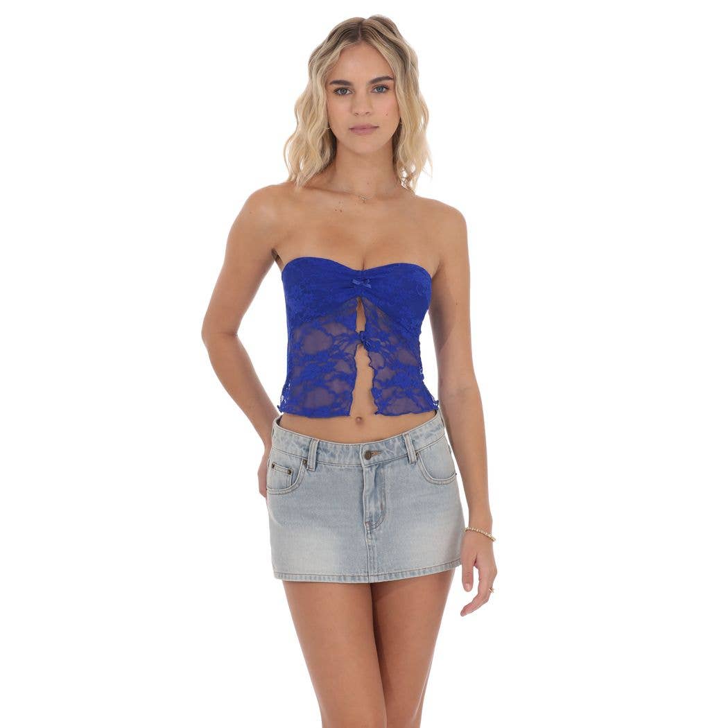 Strapless Lace Top in Royal Blue