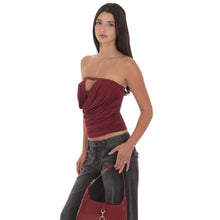 Load image into Gallery viewer, Draped Cutout Top in Maroon