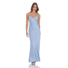 Load image into Gallery viewer, Open Back Satin Maxi Dress in Light Blue