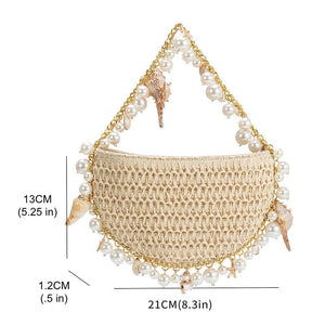 Isla Lavender Small Shells Straw Top Handle