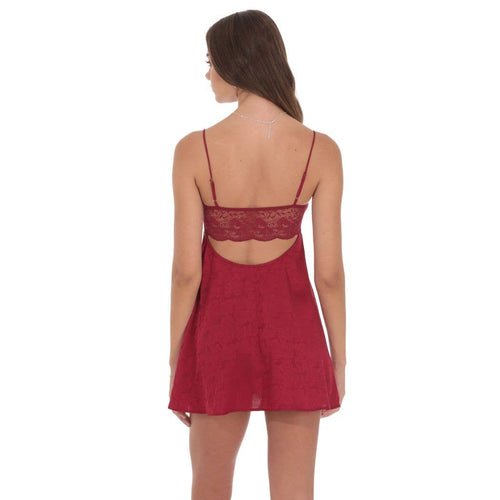 Jacquard Floral Back Lace Dress in Burgundy
