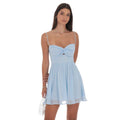 Shimmer Front Twist A-line Dress in Light Blue