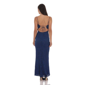 Lace Cutout Maxi Dress in Blue