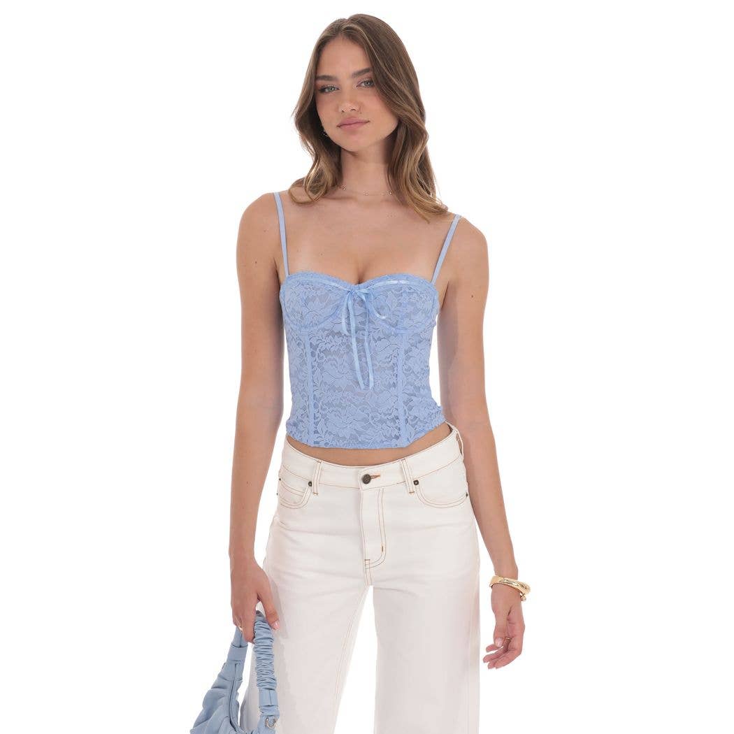 Bow Lace Bustier in Blue