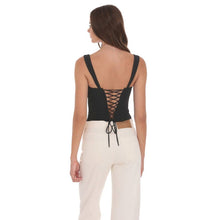Load image into Gallery viewer, Two-Toned Detailed Corset Top in Black
