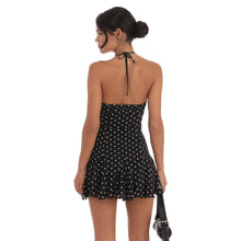 Load image into Gallery viewer, Halter Polka Dot Dress in Black
