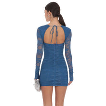 Load image into Gallery viewer, Lace Long Sleeve Bodycon in Blue