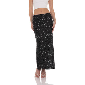 Mesh Polka Dot Skirt in Black