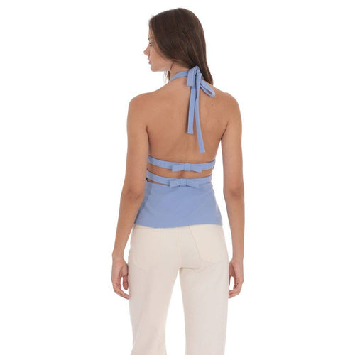 Back Bows Halter Top in Powder Blue