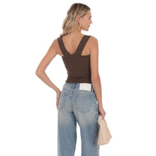Load image into Gallery viewer, Ribbed Square Neck Top in Brown
