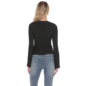 Embellished Wrap Top in Black