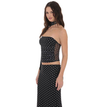 Load image into Gallery viewer, Scarf Polka Dot Mesh Tube Top in Black
