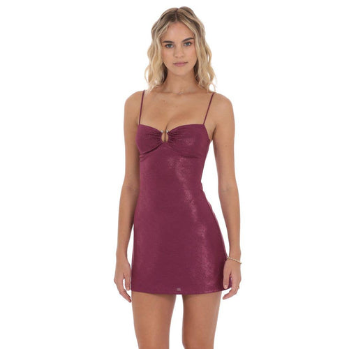 Foil Embellished Dress in Plum
