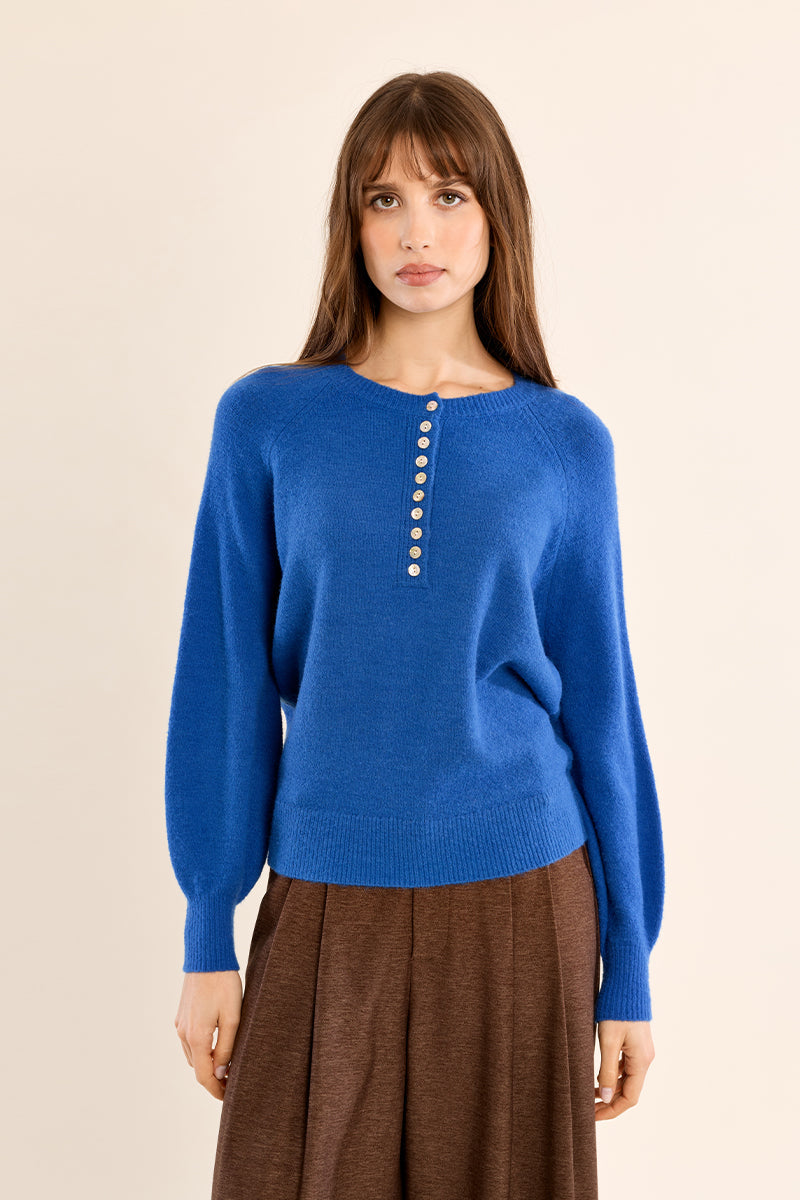 Molly Bracken Raegan Sweater in blue at Miss Behavin'