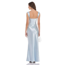 Load image into Gallery viewer, Satin Lace-Bust Maxi Dress in Light Blue