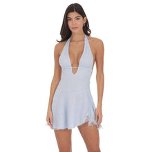 Load image into Gallery viewer, Lace Sequin Plunge Neck Dress in Light Blue