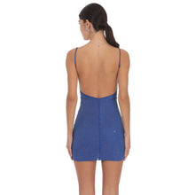 Load image into Gallery viewer, Rhinestone Open Back Bodycon Dress in Blue
