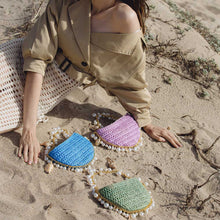 Load image into Gallery viewer, Isla Lavender Small Shells Straw Top Handle