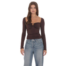 Load image into Gallery viewer, Embellished Long Sleeve Top in Chocolate