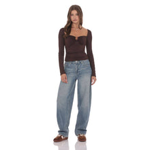 Load image into Gallery viewer, Embellished Long Sleeve Top in Chocolate