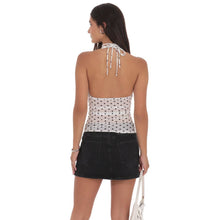 Load image into Gallery viewer, Mesh Polka Dot Halter Top in White