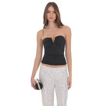 Load image into Gallery viewer, V-Strapless Ruched Top in Black