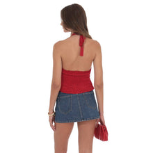 Load image into Gallery viewer, Lace V-Neck Halter Top in Red