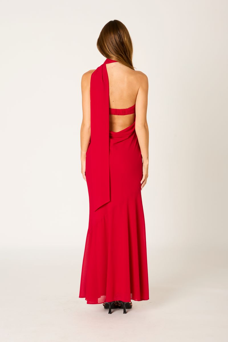 Cotton Candy LA Crimson Sunset crimson strapless dress at Miss Behavin'