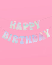 Load image into Gallery viewer, Happy Birthday Iridescent Foil Banner, Party Supplies, Decor