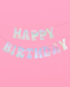 Happy Birthday Iridescent Foil Banner, Party Supplies, Decor